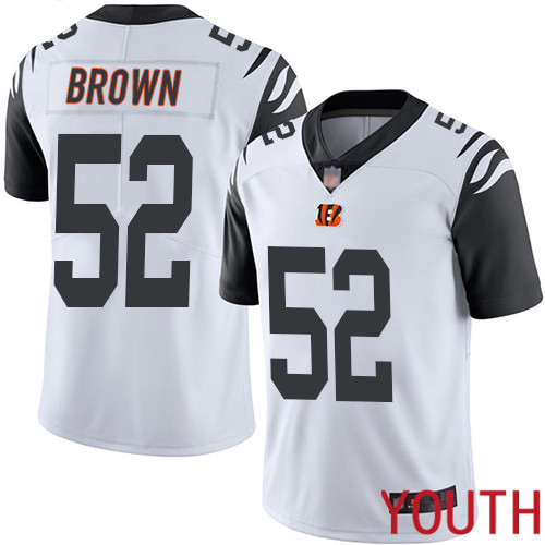 Cincinnati Bengals Limited White Youth Preston Brown Jersey NFL Footballl #52 Rush Vapor Untouchable->youth nfl jersey->Youth Jersey